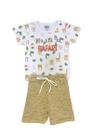 Conjunto Infantil Menino Camiseta Branca Safari e Bermuda Marrom - Jidi Kids