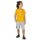 Conjunto Infantil Menino Camiseta C/ Capuz E Bermuda Listrada Super Estiloso