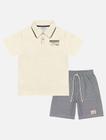 Conjunto Infantil Menino Camiseta E Bermuda Branco E Camel Divertto