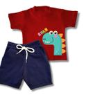 Conjunto Infantil Menino Camiseta e Bermuda Roupa de verão Malha Peruana