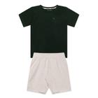 Conjunto Infantil Menino, Camiseta Flamê Verde E Bermuda Mescla