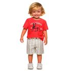 conjunto infantil menino camiseta manga curta e bermuda em sarja