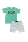 Conjunto Infantil Menino Camiseta Verde Dino com Bermuda Moletinho - Lumagy