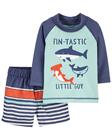 Conjunto Infantil Menino De Praia Tubarao Carter's Fps 50+