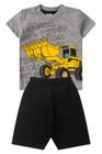 Conjunto Infantil Menino Escavadeira - Mescla Cinza