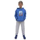 Conjunto Infantil Menino Estampa Tubarao Blusa Canguru e Calça Moletom Toque Macio