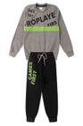 Conjunto Infantil Menino Moletom - Proplayer - Cinza e Preto