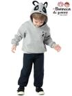 Conjunto infantil menino panda moletom cinza e preto