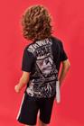 Conjunto Infantil Menino Play Camiseta e Bermuda Estampa Costas Preto e Cinza Catavento