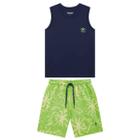 Conjunto Infantil Menino Regata Azul/Bermuda Onda Marinha