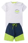 Conjunto Infantil Menino - Skatebord Club - Branco e Azul Marinho