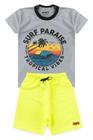 Conjunto Infantil Menino Surf Paradise Cinza e Verde Neon
