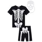 Conjunto Infantil Menino Verão Fantasia de Esqueleto (camiseta Bermuda e Máscara) - Luc.boo