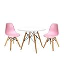 Conjunto Infantil Mesa Eames Branca 60cm Com 2 Cadeiras Rosa
