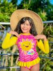 Conjunto Infantil Moda Praia/Piscina Uv50+ Camiseta Manga Longa + Calcinha Babado