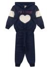 Conjunto Infantil Moletom Menina Com Capuz - I'm A Love - Azul Marinho