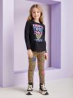 Conjunto Infantil Momi Inverno Legging Oncinha e Blusa Preta