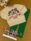 Conjunto Infantil Momi Inverno Legging Verde Moletom Tigre