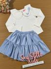 Conjunto Infantil Momi Inverno Saia Azul e Blusa Off White