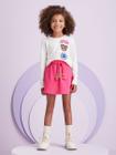 Conjunto Infantil Momi Inverno Shorts Saia Pink e Blusa Oncinha