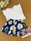 Conjunto Infantil Momi Verão Com Saia e Blusa Flores Margarida