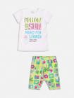 Conjunto Infantil Momi Verão Shorts Ciclista Verde e Blusa Summer