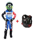 Conjunto Infantil Motocross Azul/vermelho/branco + Colete - AMX