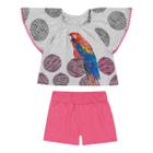 Conjunto Infantil Nanai Blusa Cropped E Shorts Poá Menina