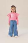 Conjunto Infantil Petit Cherie Inverno Com Calça Jeans e Blusa Rosa Ursinha