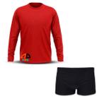 Conjunto Infantil Praia Menino Proteção UV 50+ Camisa e Sunga Boxer Vermelho
