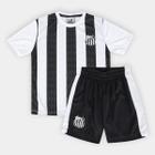 Conjunto Infantil Santos Camiseta e Shorts Oficial Kit Mini Craque Braziline