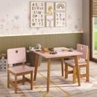 Conjunto Infantil Sofia Mesa + 2 Cadeiras Madeira de Pinus / Mdf Rosa/Mel