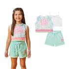 Conjunto Infantil Top Cropped Regata Short Moletom Kukiê