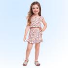 Conjunto Infantil Verão Blusa E Short Saia Floral Tam 2 e 3 - Fakini