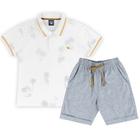 Conjunto Infantil Verão Camisa Pólo e Bermuda Chambray 2 peças Tam 4 a 12 - Biogás