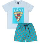 Conjunto Infantil Verão Camiseta e Bermuda Microfibra Pizza 2 peças Tam 4 a 10 - Biogás