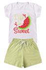 Conjunto Infantil Verão Menina Melancia -Branco