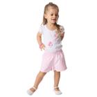 Conjunto Infantil Verão Menina Shorts Camiseta Passeio Rosa