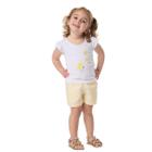 Conjunto Infantil Verão Menina Shorts E Camiseta Amarelo