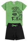 Conjunto Infantil Verão Menino T-rex -Verde Pistache