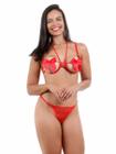 Conjunto Isa Lingerie Calcinha Sutiã Laço Nos Seios