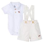 Conjunto Jardineira Boby Cotton Ligth Bebê Charpey Manga Curta Infantil Masculino