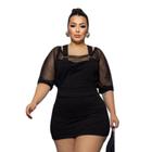 Conjunto Jardineira Shorts Saia Plus Size + Blusa Tule 0505