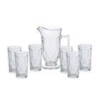 Conjunto Jarra 1L Com 6 Copos 270ml Vidro Curves Bon Gourmet