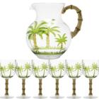 Conjunto Jarra 2,8 L E 6 Taças Em Acrílico Palm Tree 495Ml - Wolff