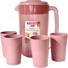 Conjunto Jarra com Tampa 2l e 4 Copos 270ml Plástico Rosa Vac Freezer Sanremo