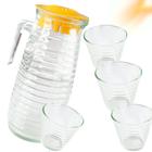 Conjunto Jarra de Vidro 800ml com 4 Copo de 220ml Visitas Merendas Jantar Almoço 2877