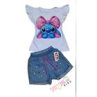 Conjunto jeans infantil  stitch laco.