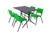 Conjunto Jogo De Mesa 70x120 Com 4 Cadeiras Iso Verde Para Sorveterias e Lanchonetes Em Aço E Polipropileno