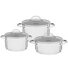 Conjunto Jogo de Panelas Aço Inox Una Tramontina Kit 3pcs Indução Fundo Triplo